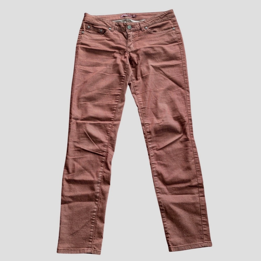 PrAna Kara Slim-Fit Jeans Organic Cotton Salmon Color Low Rise SZ 4 or 28x31 EUC